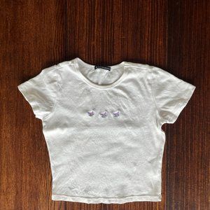 Brandy Melville Butterflies Cropped Tee